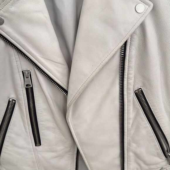 Allsaints Neko Leather Biker Jacket White size 4 - Picture 11 of 12